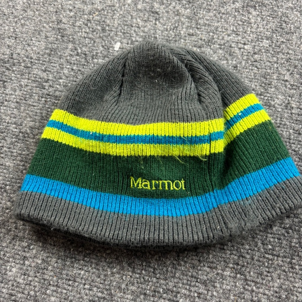 MARMOT Kids Stripe Knit Fleece lined Beanie Winter hat One Size Fits Most